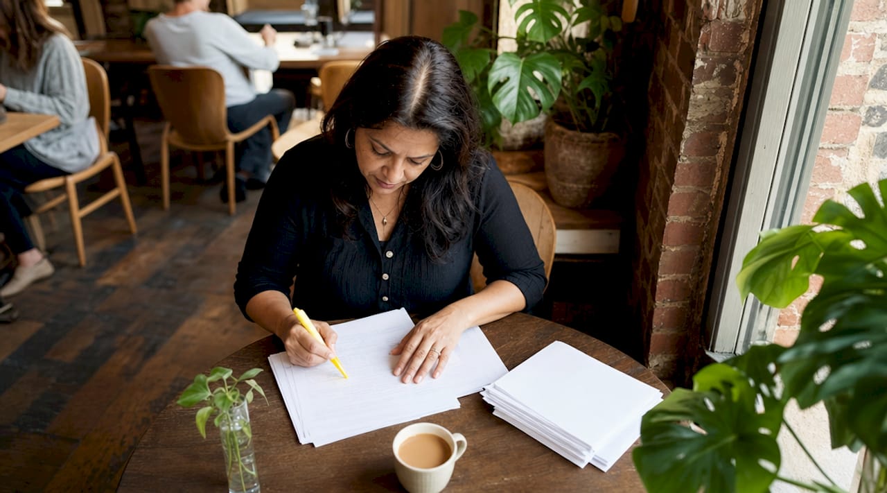 Educator reviewing lesson plans for reflection