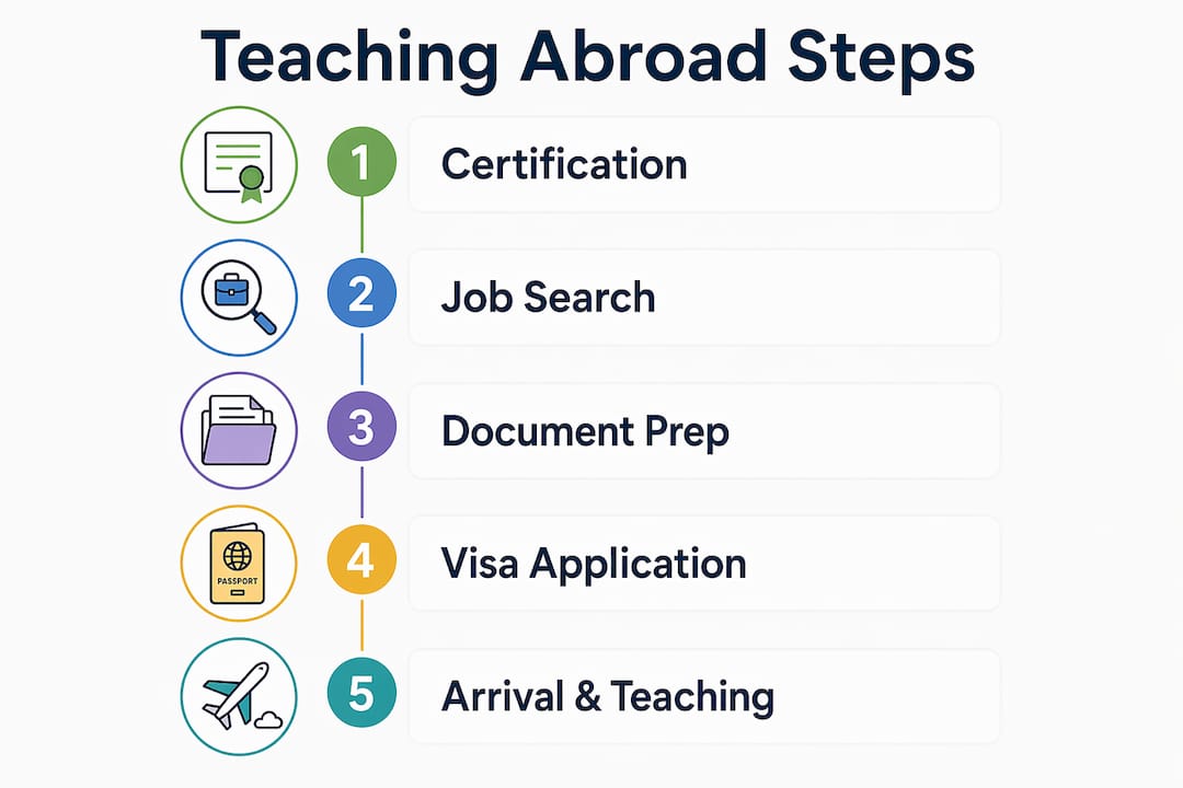 Infographic showing five steps to teach abroad process