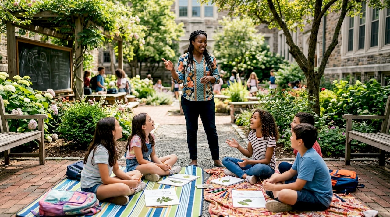 Educator engaging students in classroom setting