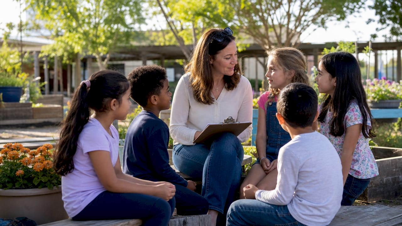 Teacher engaging students in classroom formative assessment