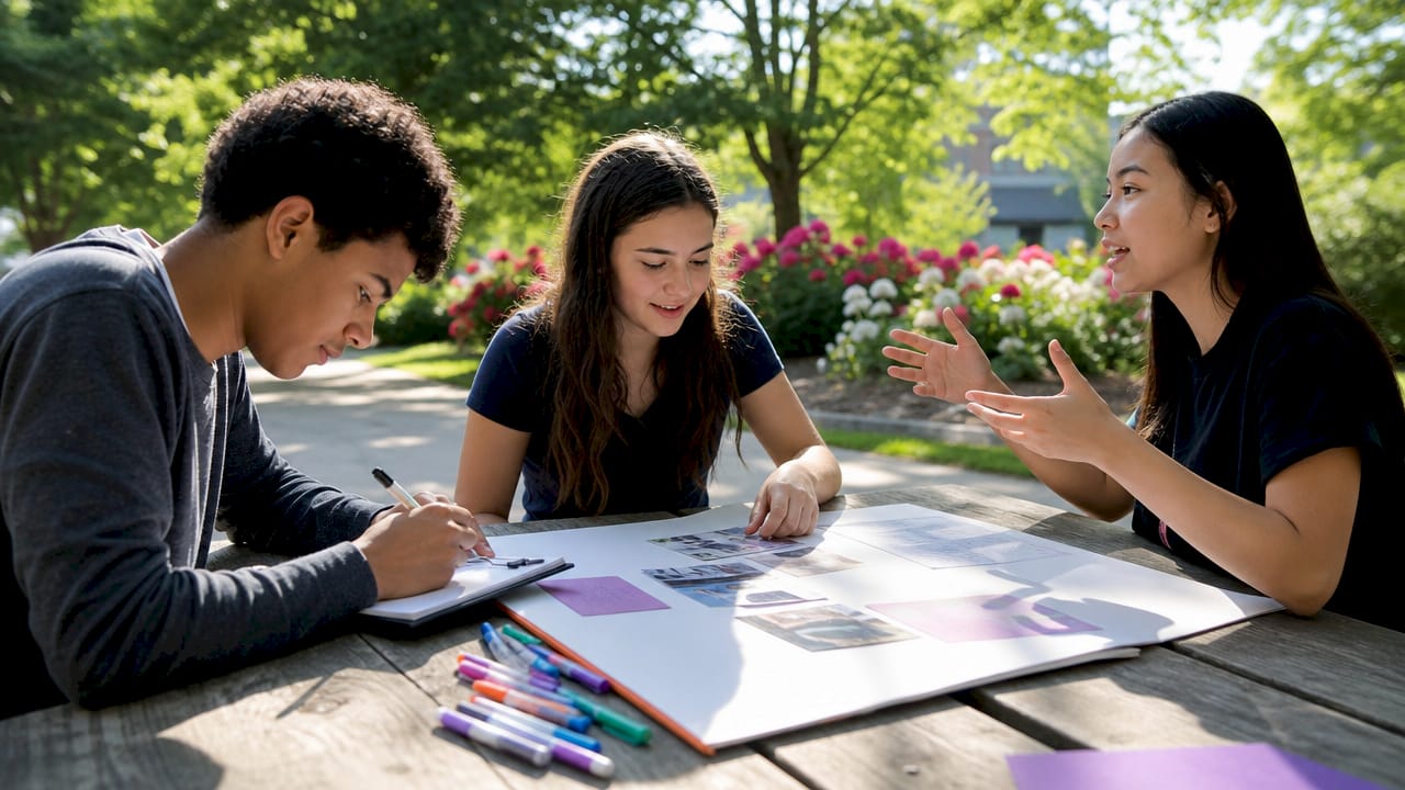 Students collaborating on performance-based assessment task