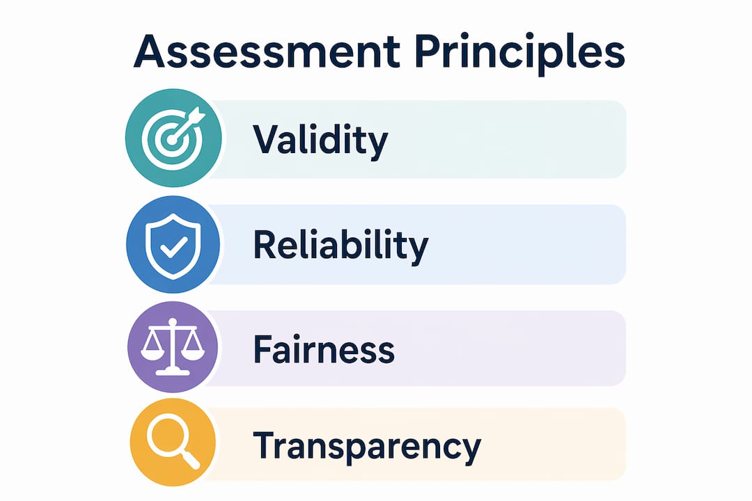 Infographic illustrating main principles of authentic assessment
