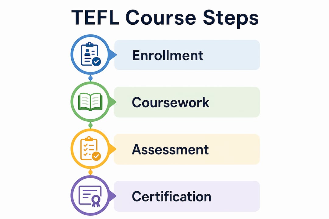 Infographic showing TEFL course step progression
