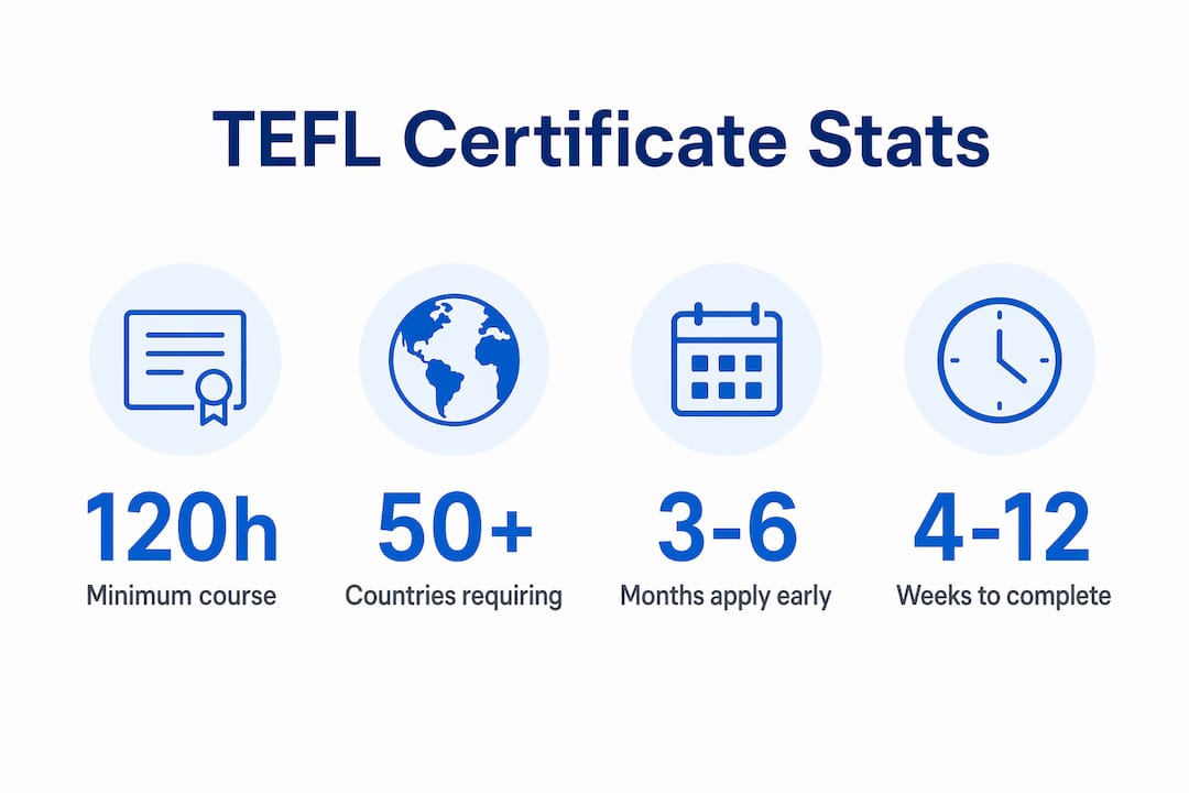 Infographic showing TEFL certificate key statistics