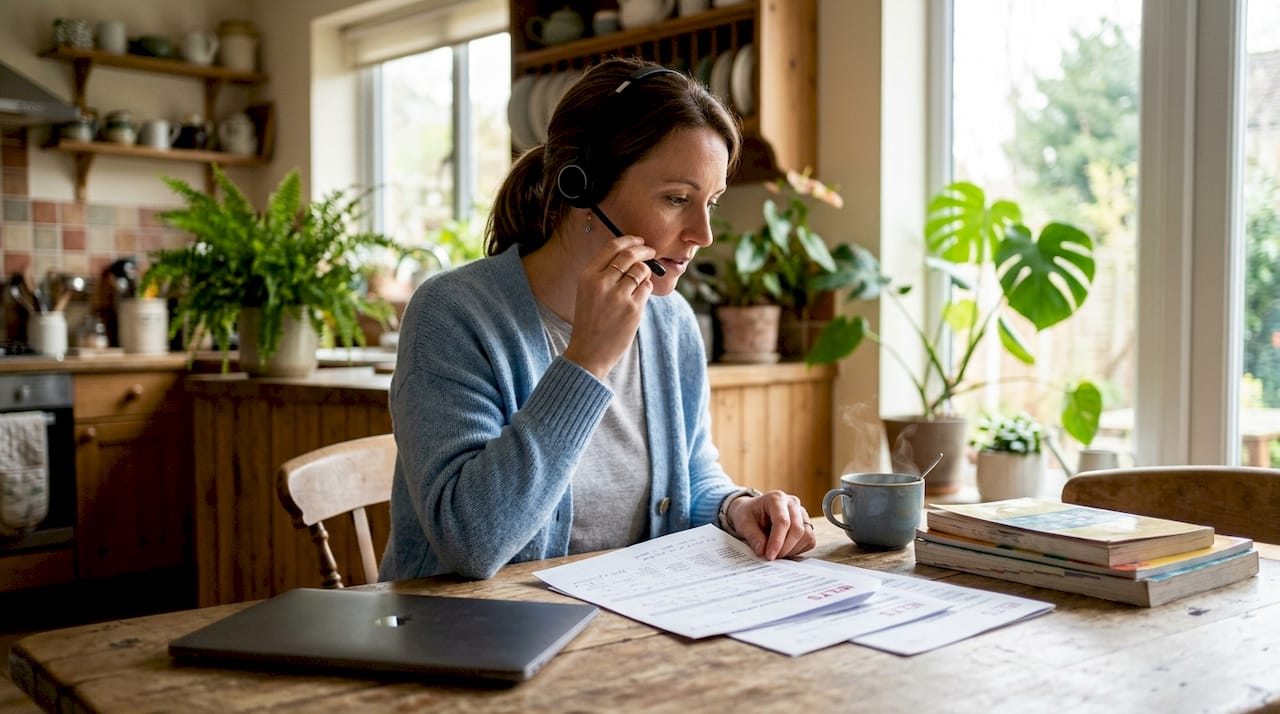 IELTS instructor preparing for online lesson