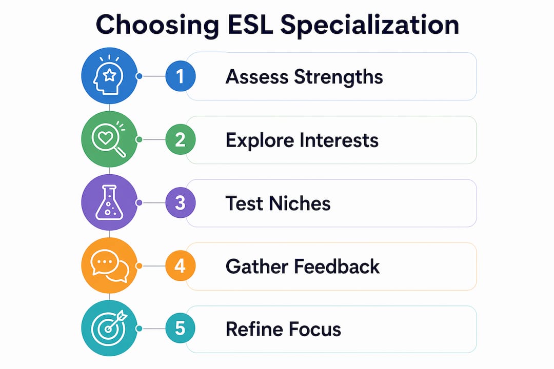 Infographic outlining ESL specialization decision steps