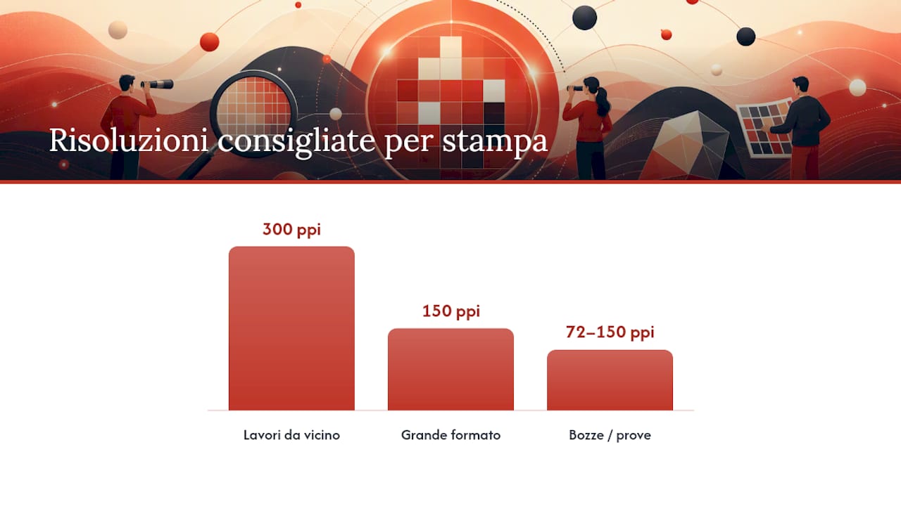 Confronto della risoluzione DPI tra stampa a breve distanza e grande formato