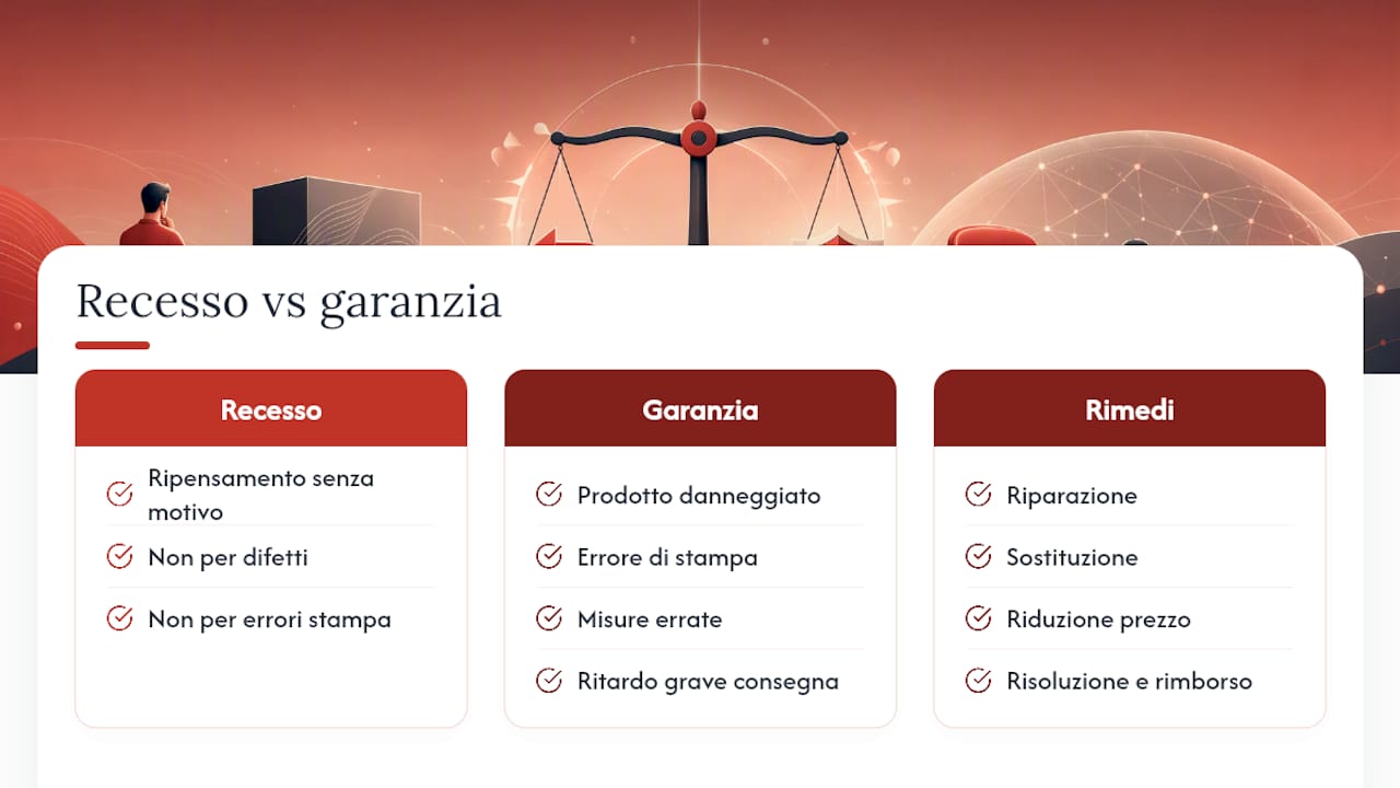 Differenze tra recesso e garanzia di conformità