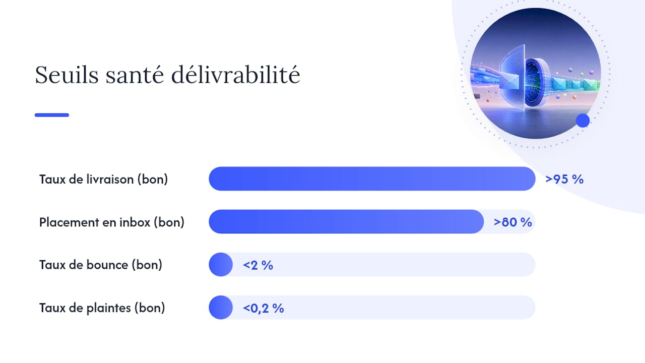 Schéma comparant le taux de livraison et le taux de placement en boîte de réception