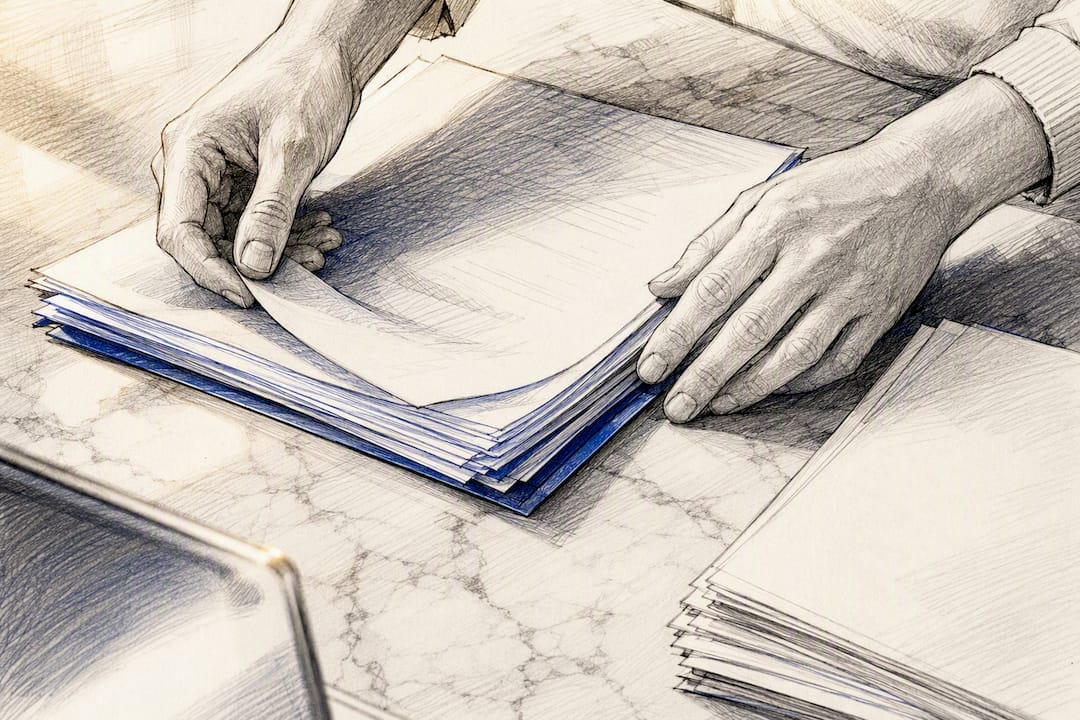 Mains en train de trier des documents de conformité pour la formation