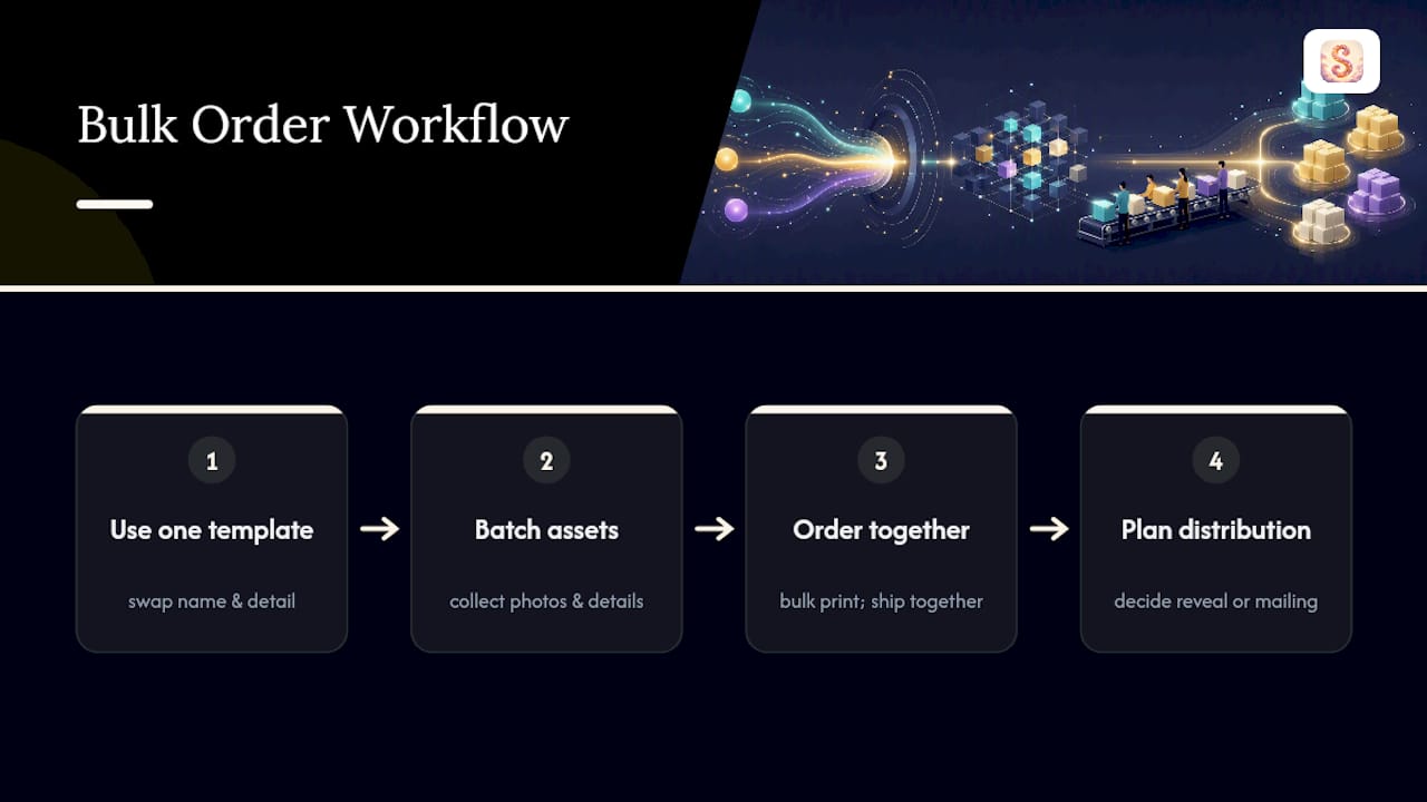Diagram showing bulk personalized book production steps