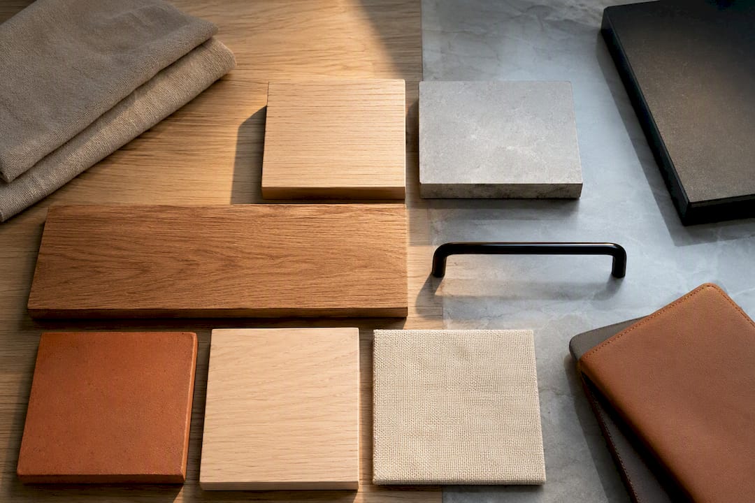 Material samples under warm and neutral light