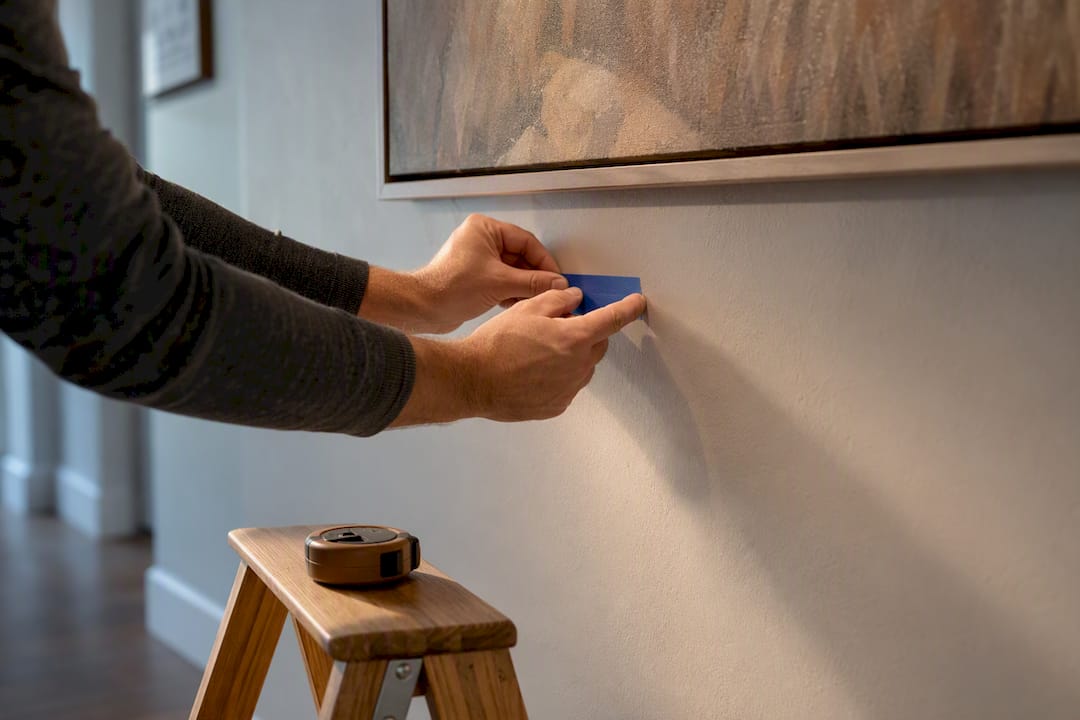 Painter tape marking artwork light position