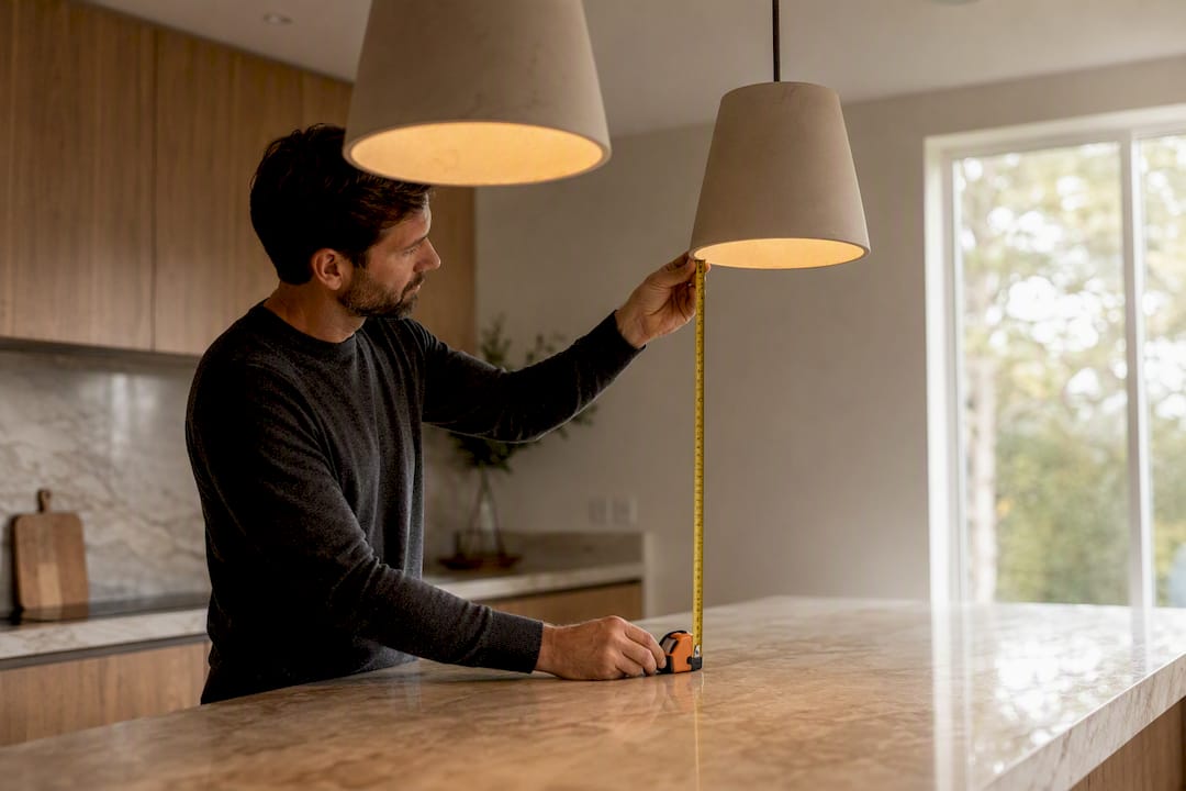 Measuring pendant height above kitchen island