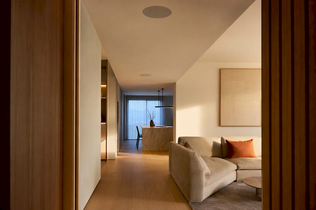 Discreet audio integrated across connected rooms