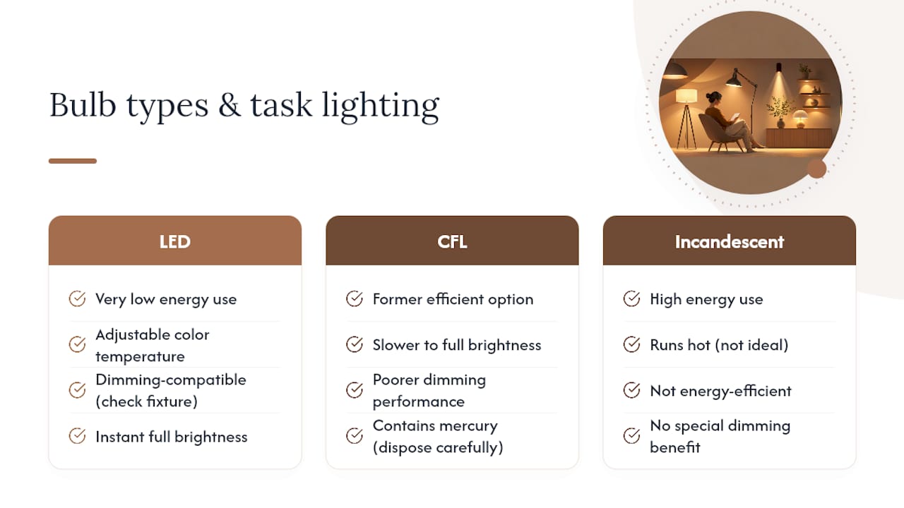 Energy Efficiency and Choosing the Right Bulb Type — overview diagram