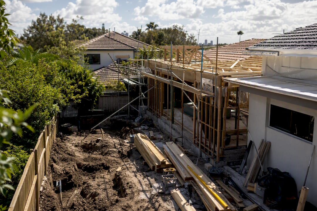 House extension wooden framing outdoors