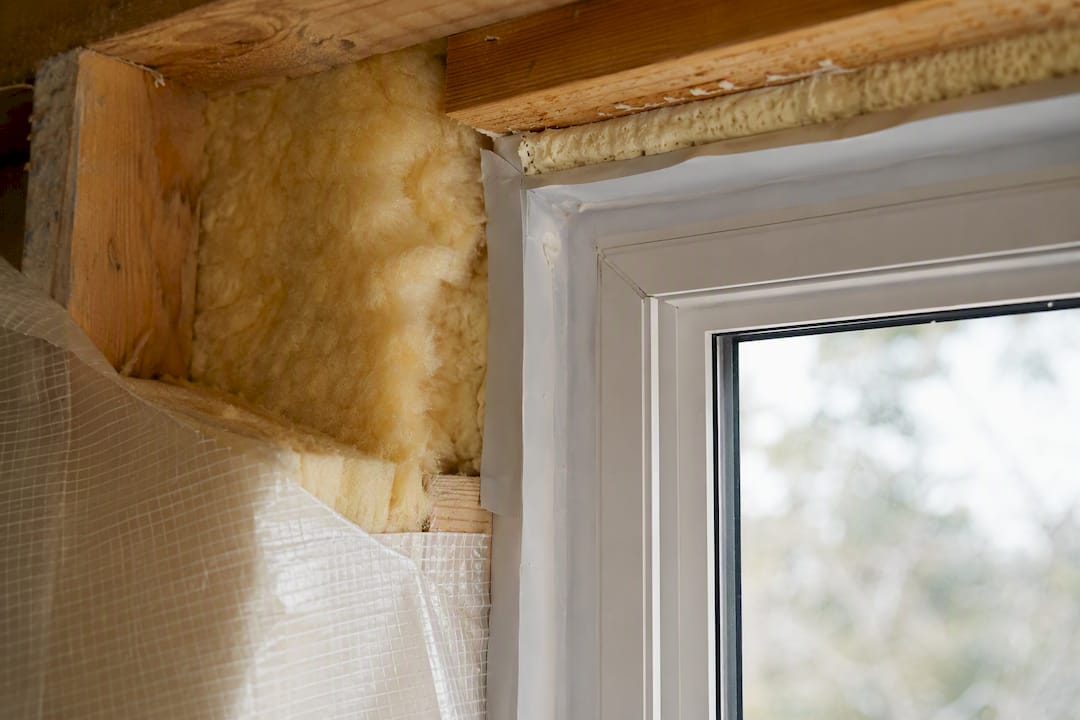 Insulated wall detail with draught sealed window