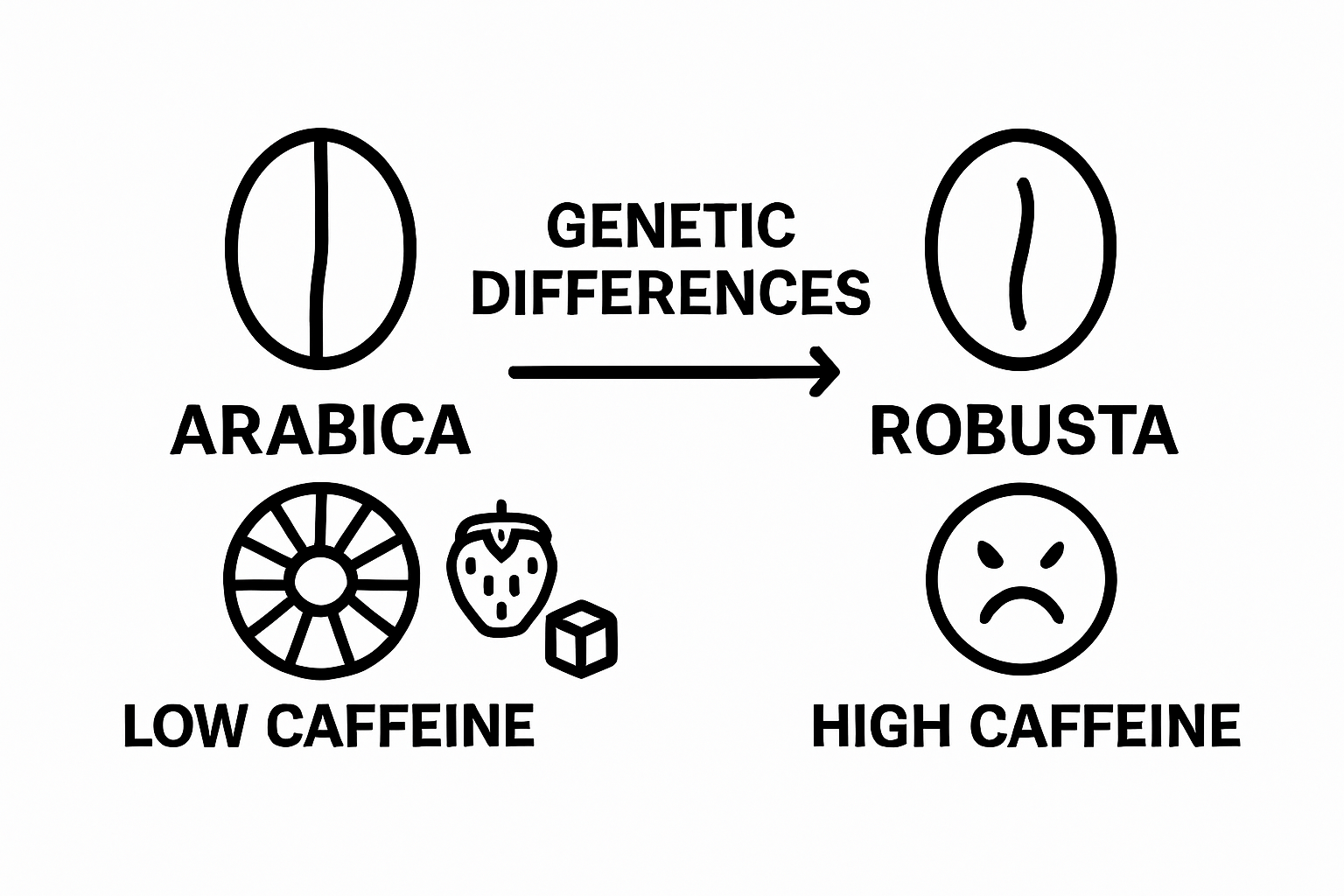 Infographic comparing Arabica and Robusta coffee beans