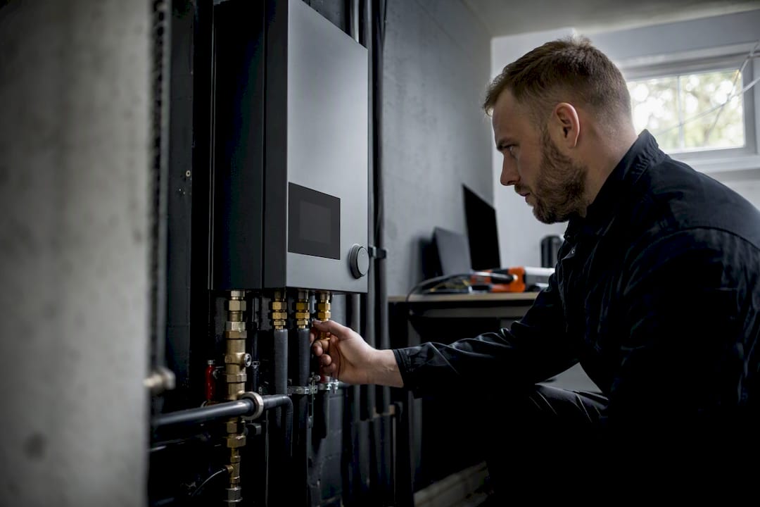 Närbild på installation av tyst värmemodul