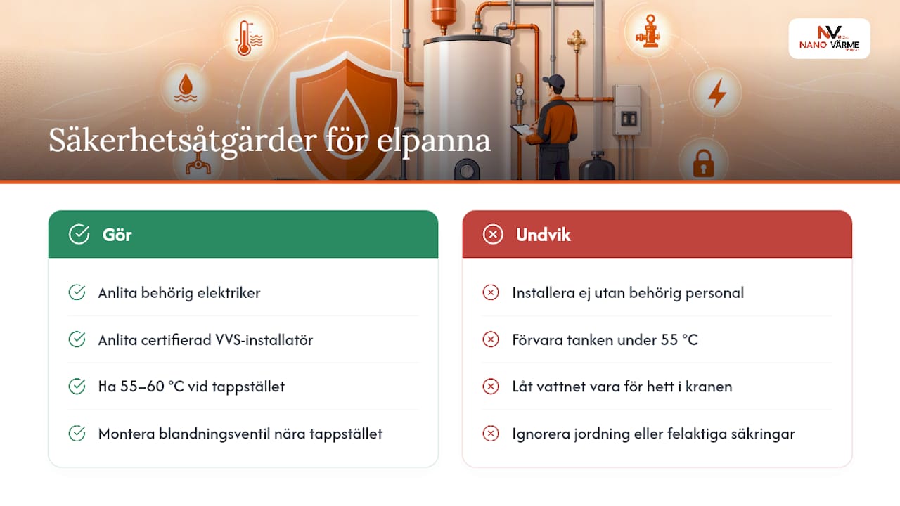 Säkerhetsaspekter och regler för elpannor — overview diagram