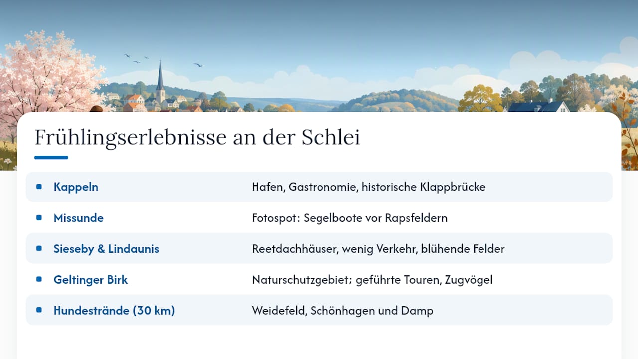 Vergleichsdiagramm der Frühlingsziele an der Schlei