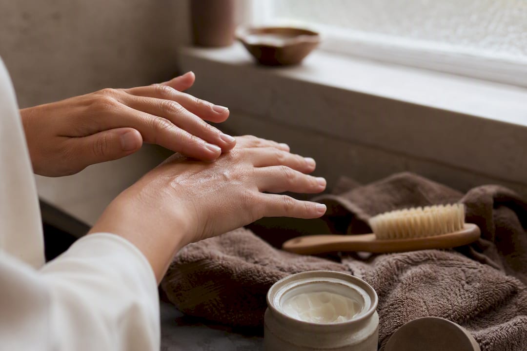 Hand moisturizing knuckles with cream