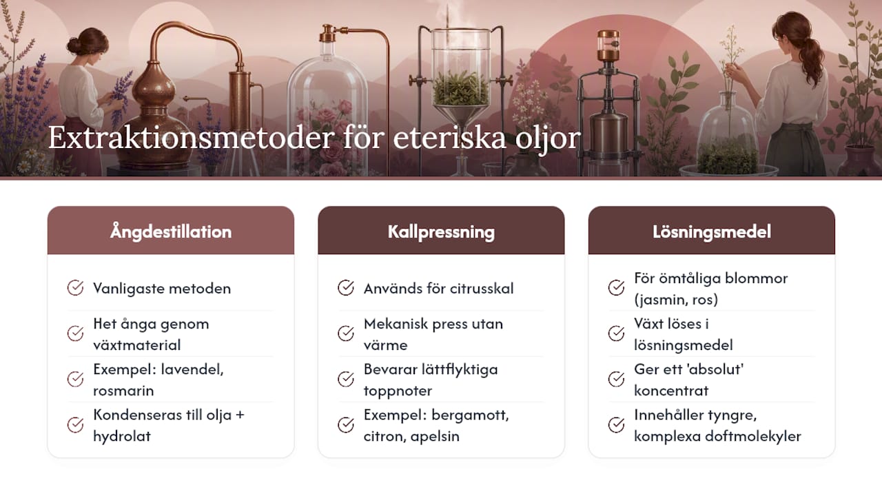 How are essential oils extracted for perfume-making? — overview diagram