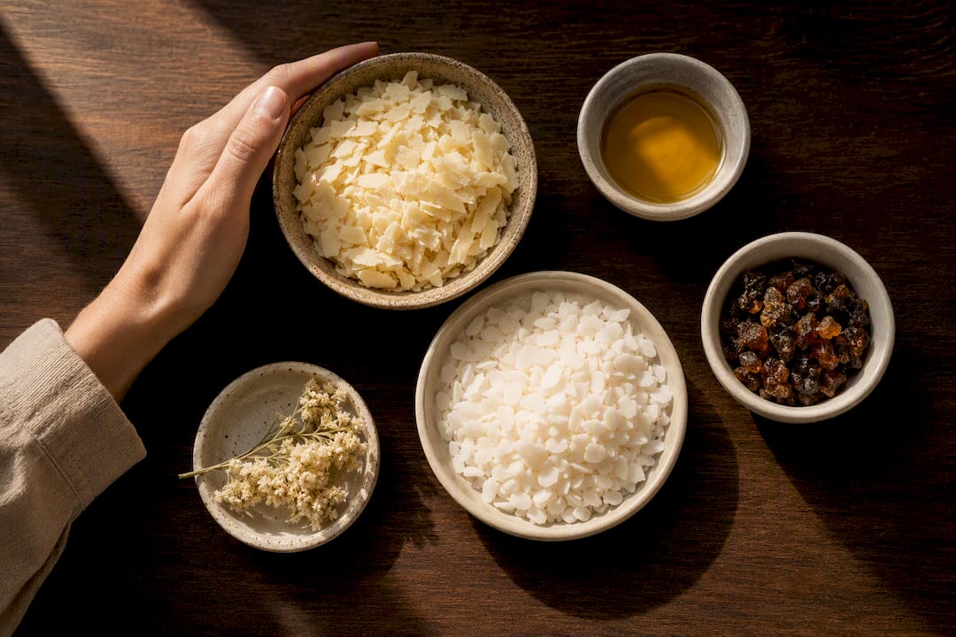 Plant-based waxes and perfume ingredients