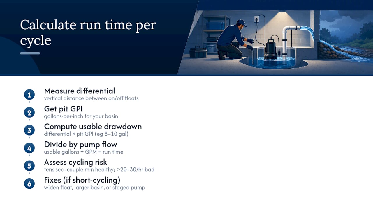 Diagram of pump run time calculation process