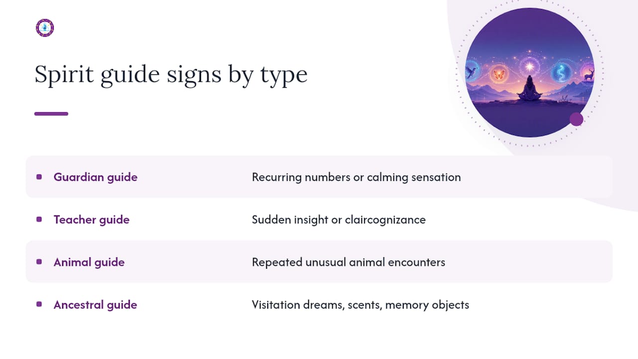 Four spirit guide types and signs