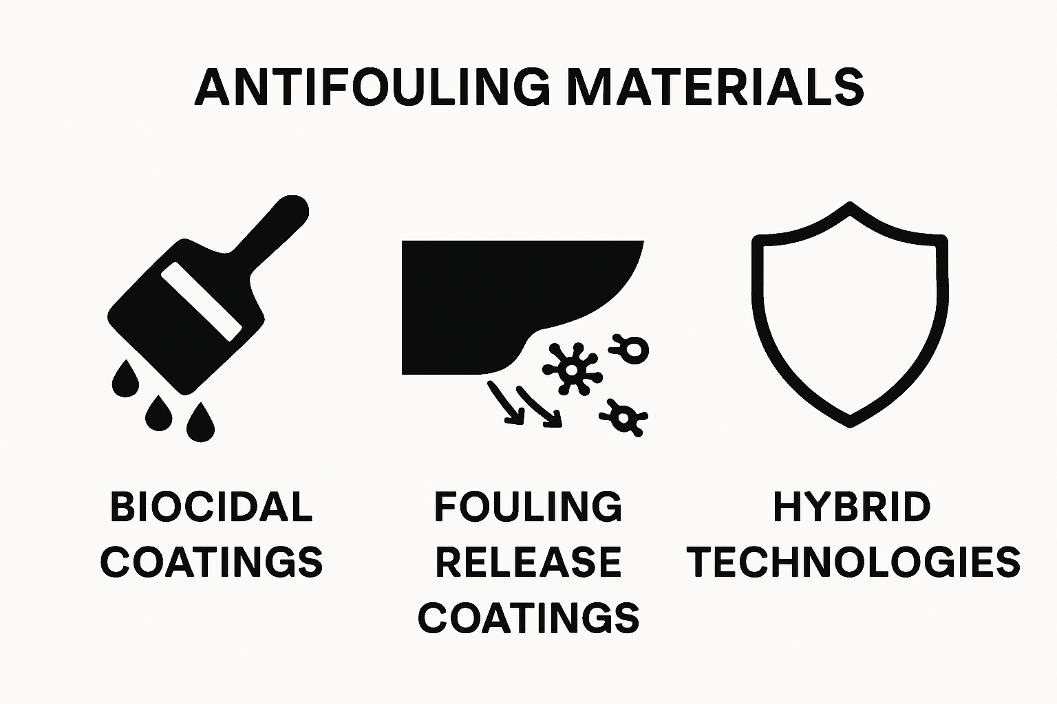 Visual comparison of three antifouling coating types on boats