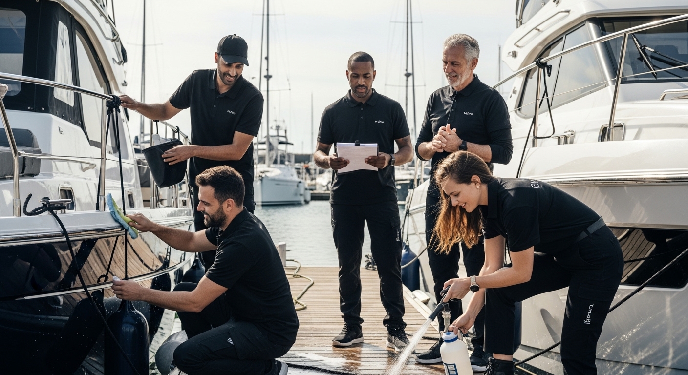 boat cleaning teamwork checklist dock