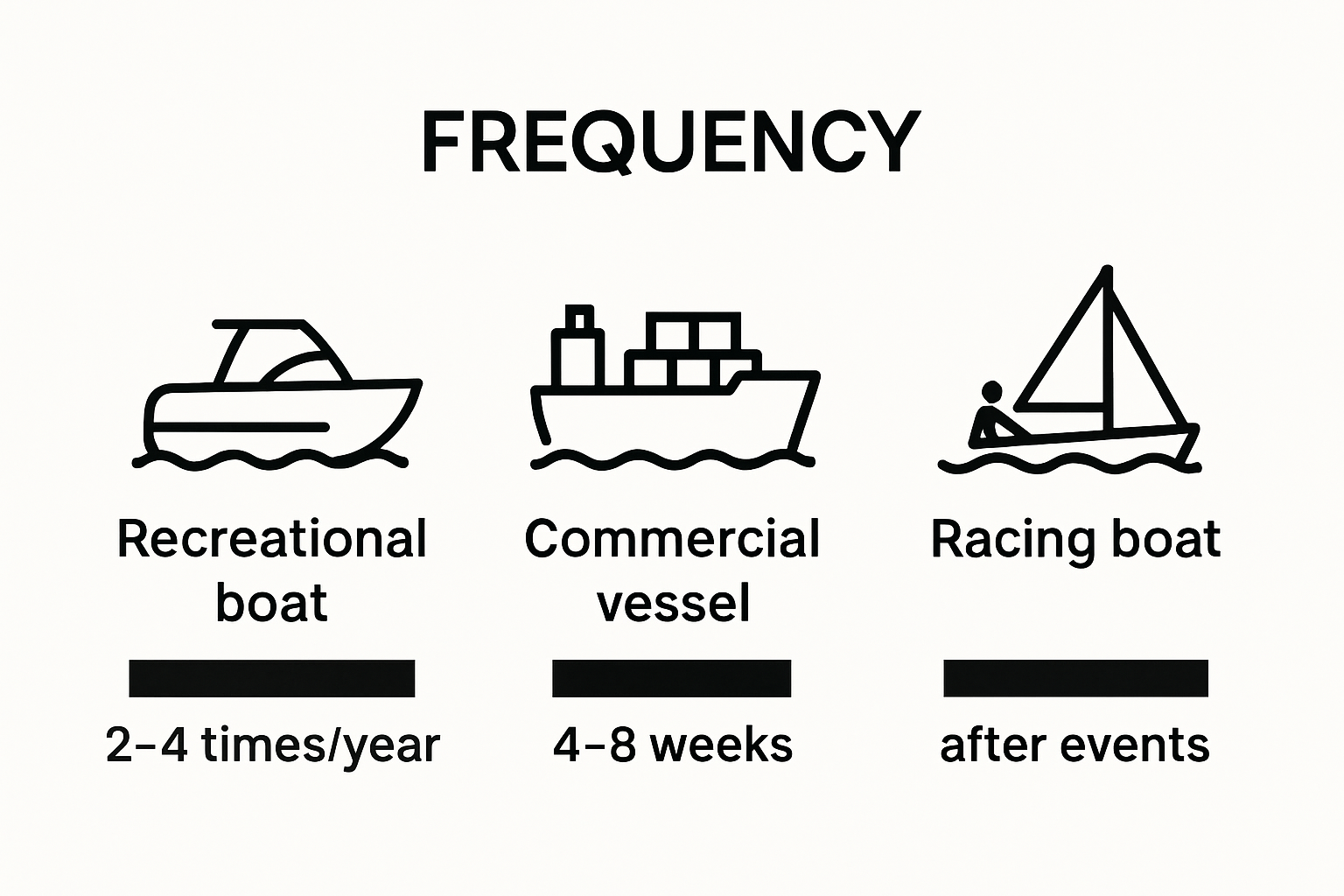 Boat types and recommended detailing intervals infographic