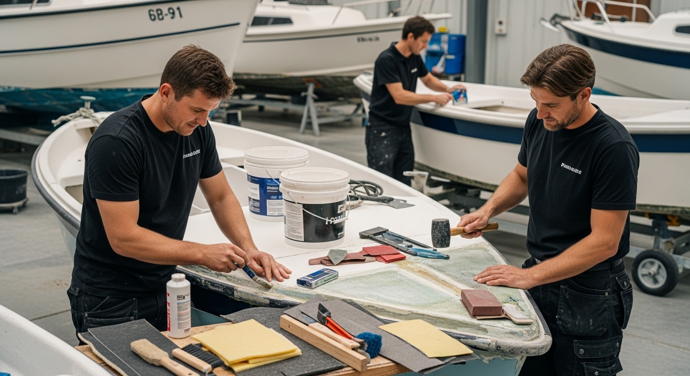 boat fiberglass repair, boat maintenance, hands-on repair