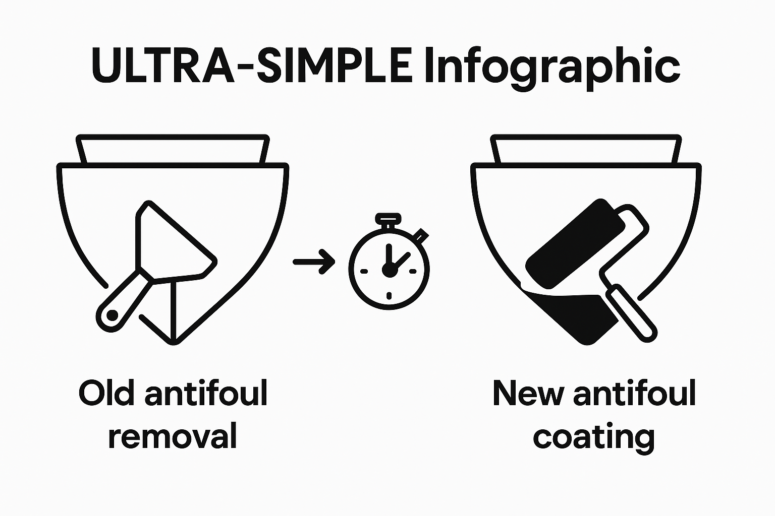 Infographic showing two-step process for removing and applying antifoul coating