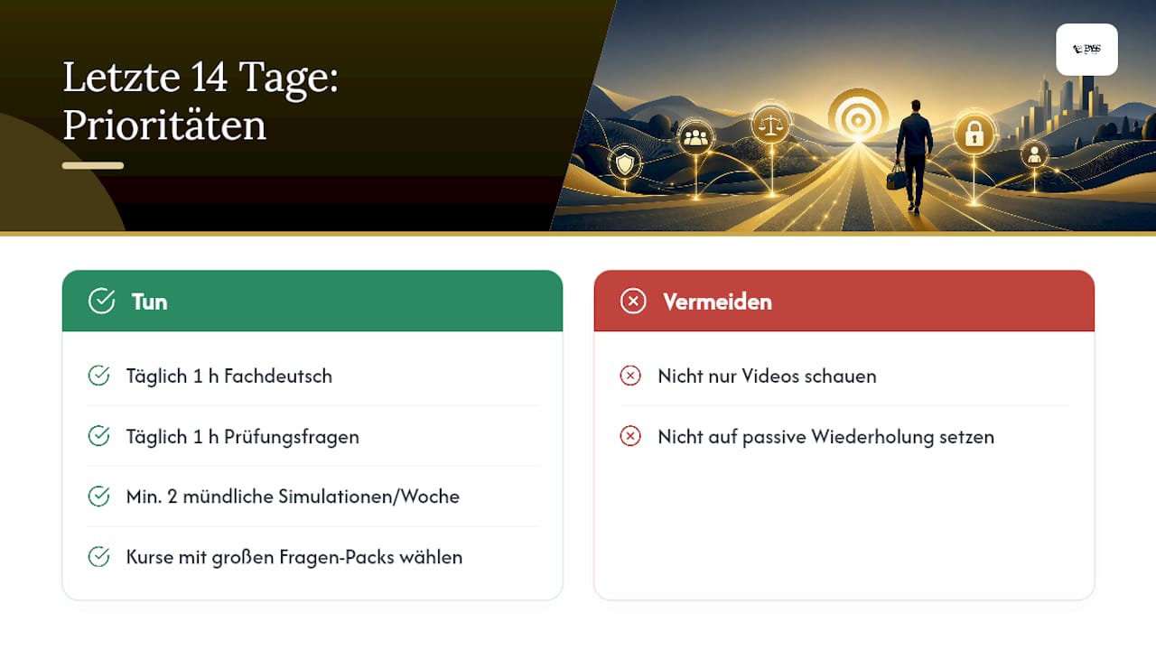 Was zählt in den letzten zwei Wochen vor der Prüfung wirklich? — overview diagram