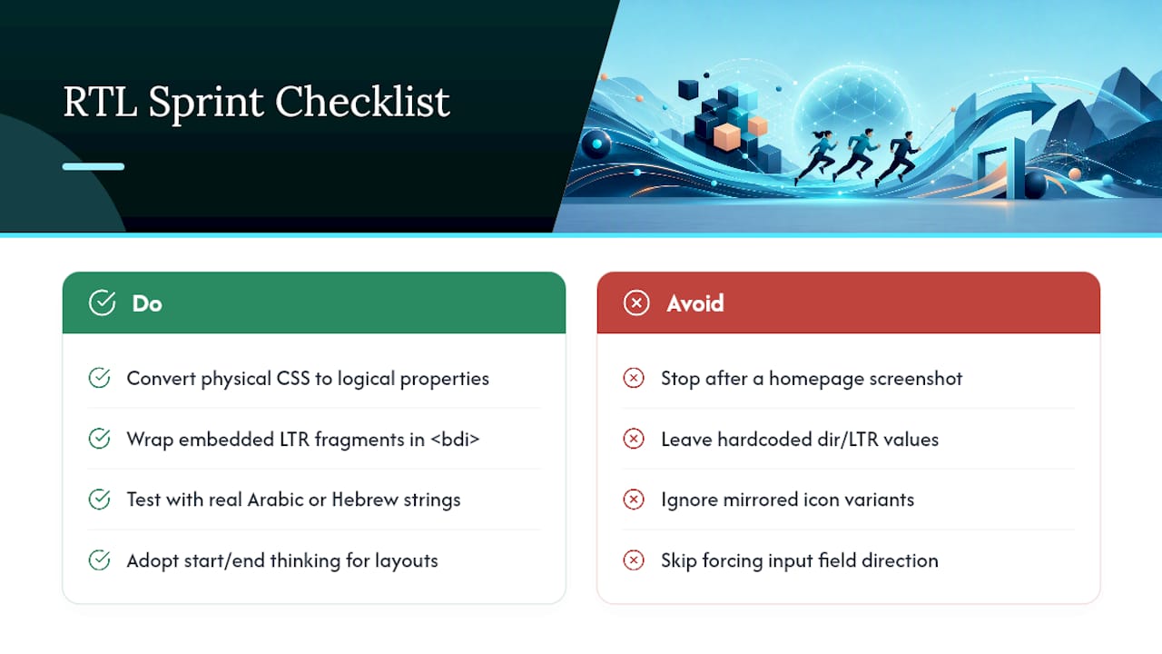 What Teams Get Wrong About RTL, and a Sprint-Ready Checklist — overview diagram