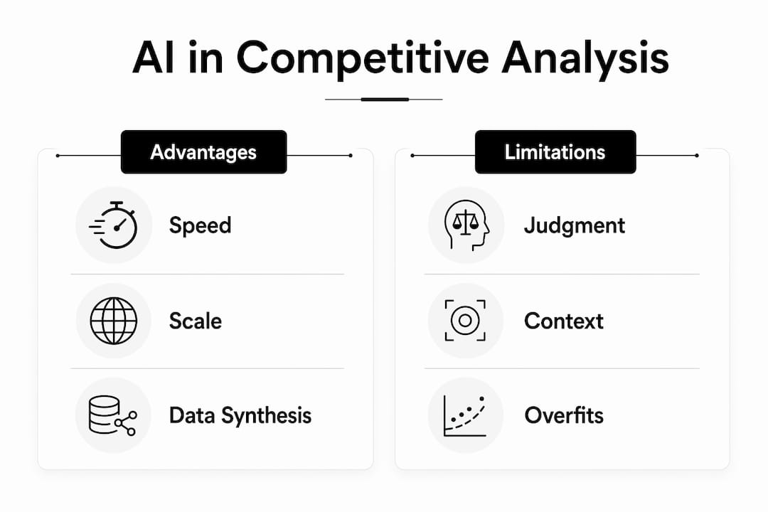 Infographic comparing AI advantages and limitations