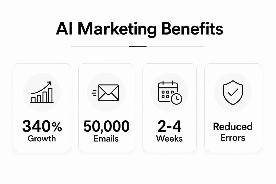 Infographic highlighting key AI marketing performance stats