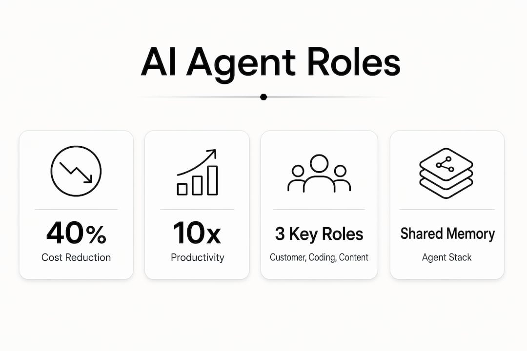 Infographic depicting AI agent roles and benefits