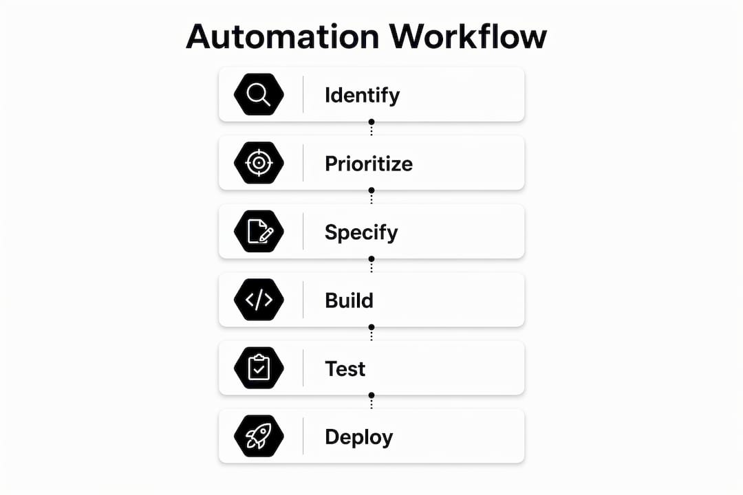 Vertical flow infographic of AI automation steps