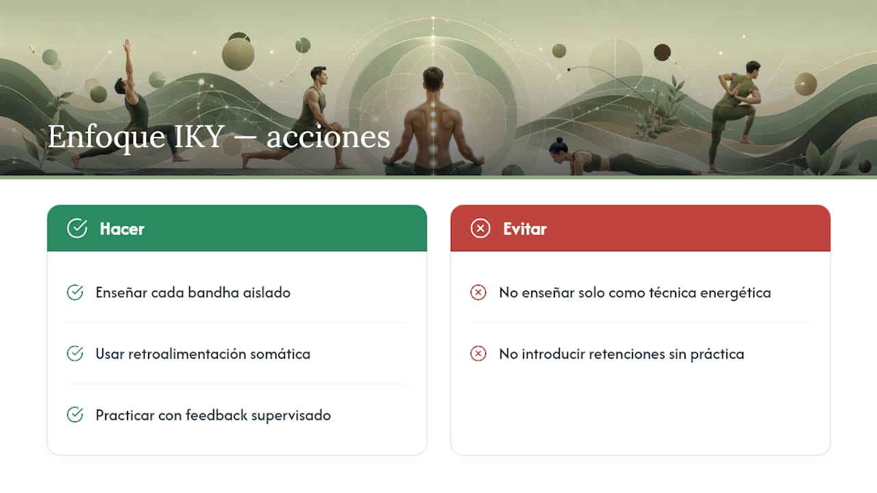 La mirada de Santiago: el enfoque IKY sobre bandhas y biomecánica — overview diagram