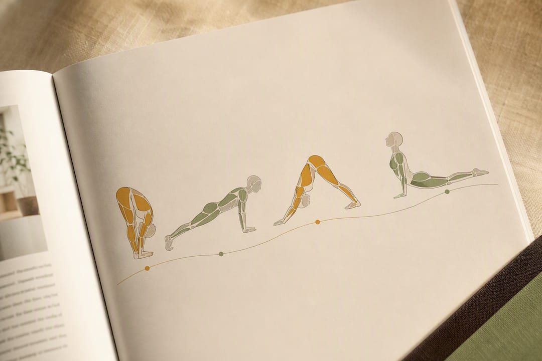 Ilustración de las cadenas musculares en yoga