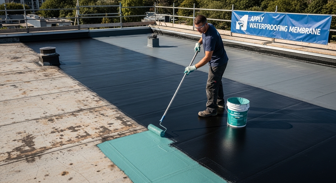 applying roof waterproofing membrane
