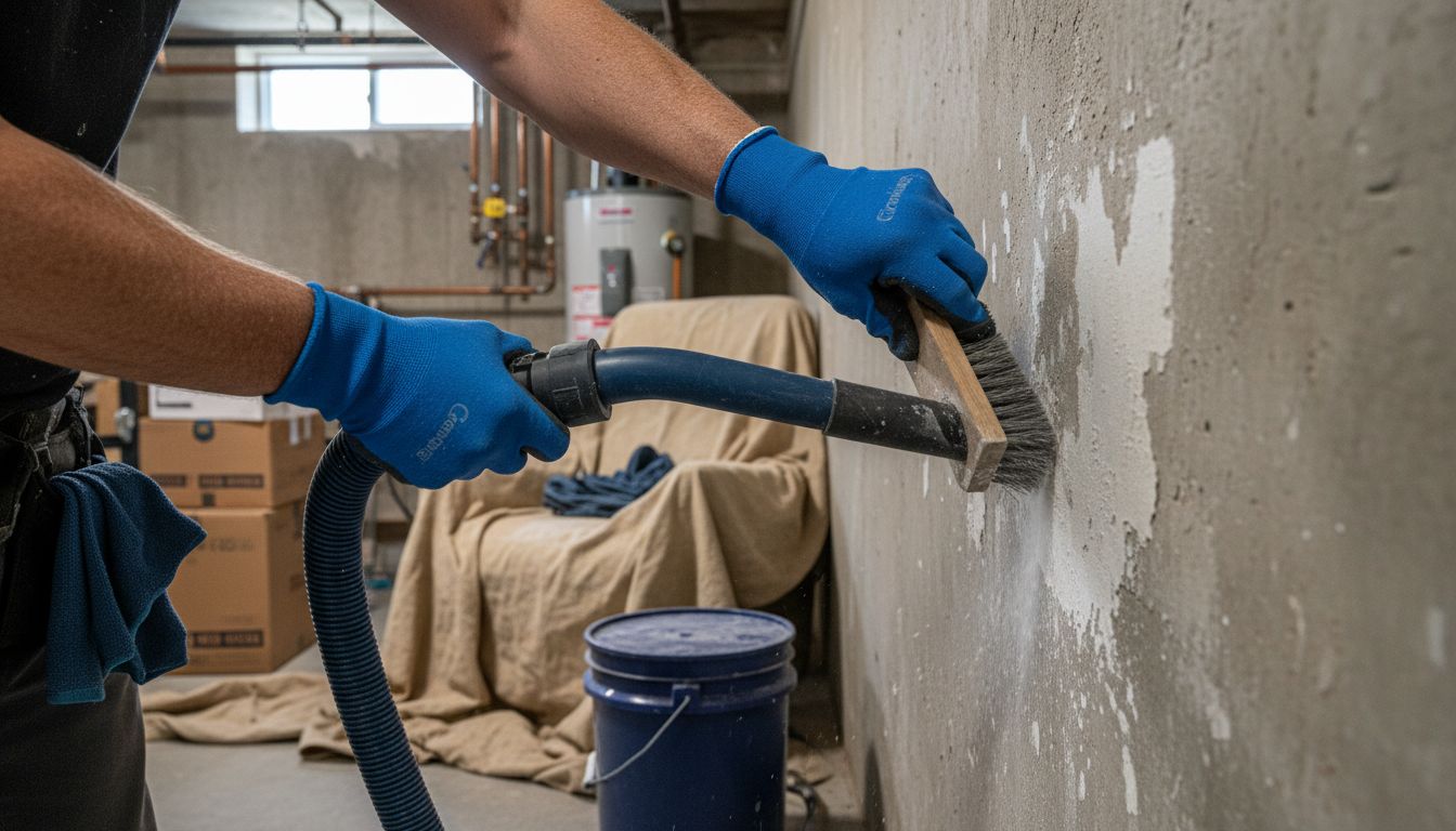 cleaning basement wall