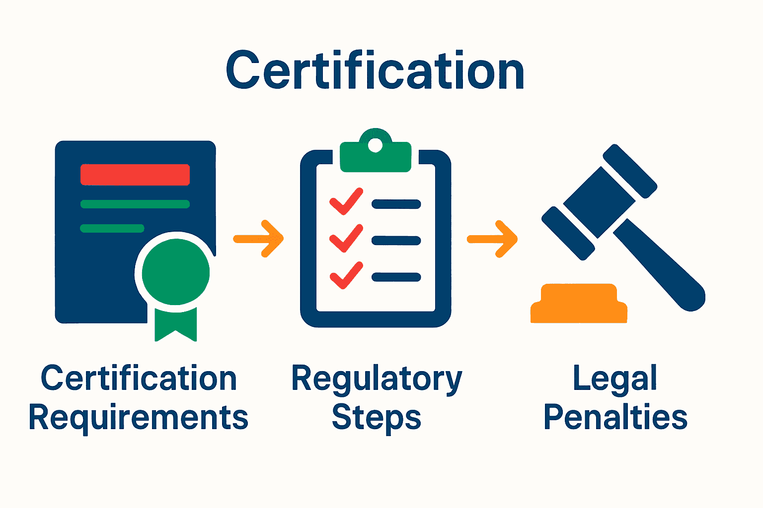 Infographic showing South African waterproofing regulations process: certification, compliance, penalties