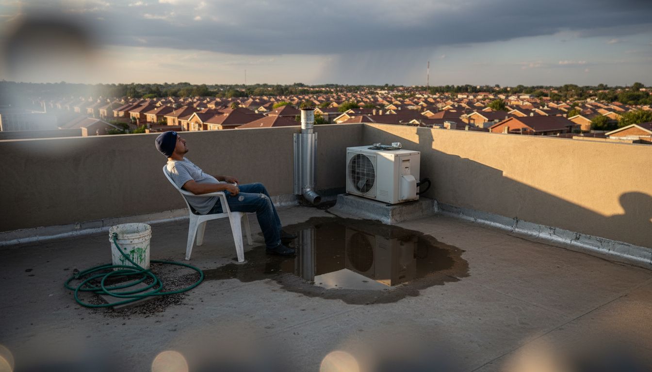Homeowner inspecting South African roof waterproofing