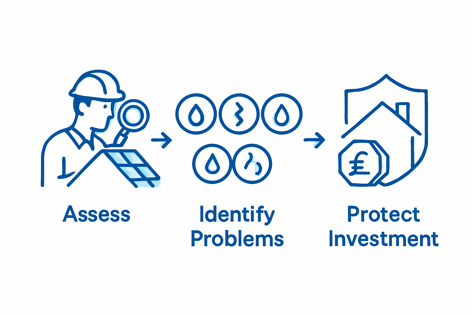Infographic outlining waterproofing inspection process
