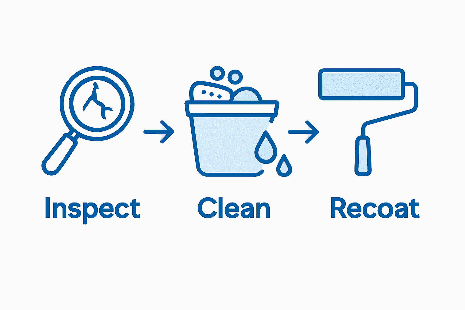 Infographic showing waterproofing maintenance steps